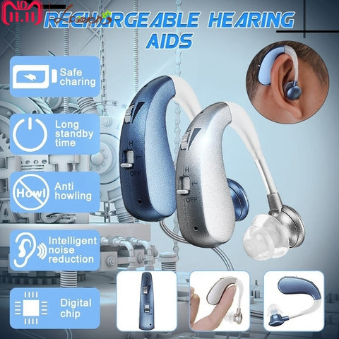 Rechargeable Mini Digital Hearing Aid Sound Amplifiers Wireless Ear Aids for Elderly Moderate to Severe Loss Drop Shipping